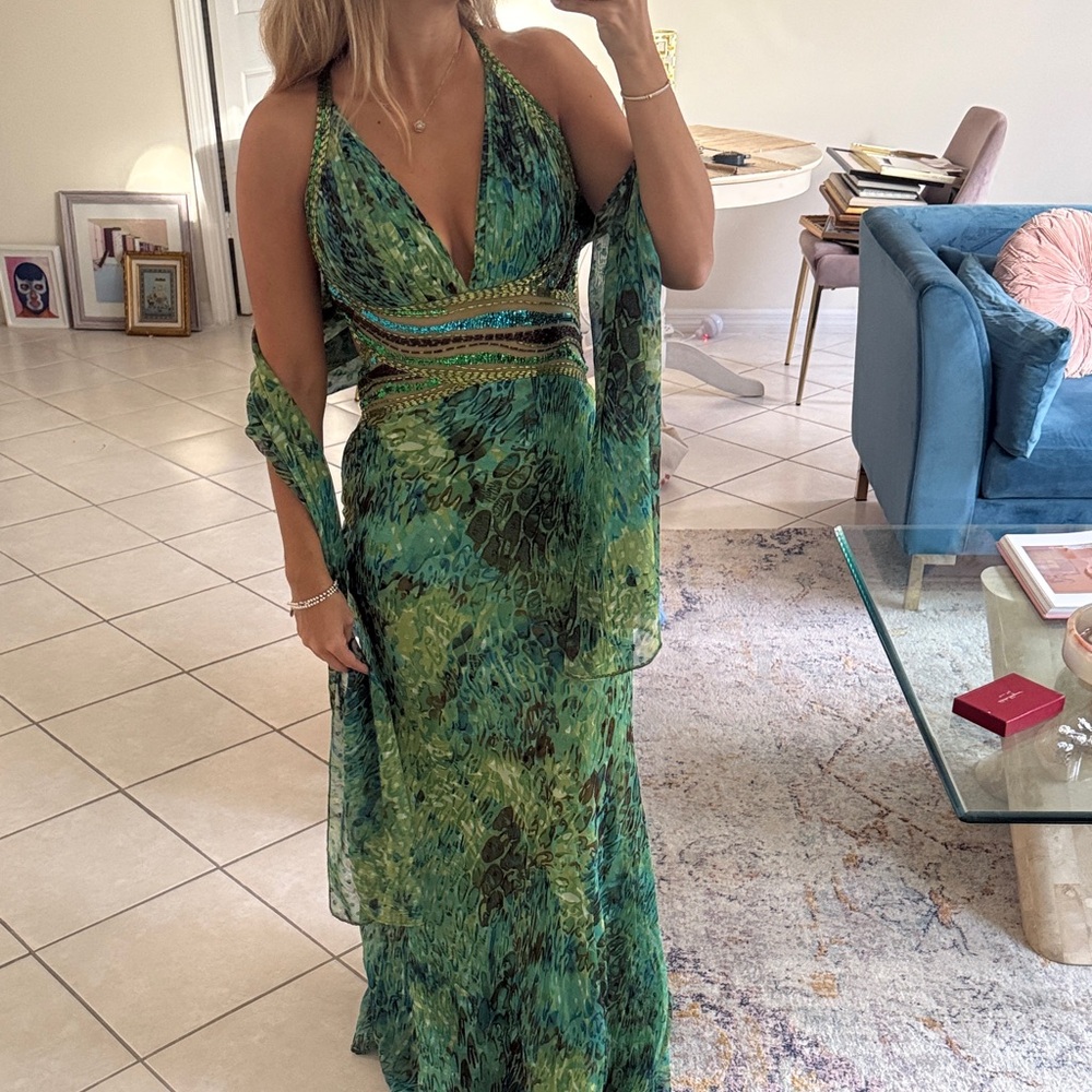 Jovani Green Halter Prom Dress